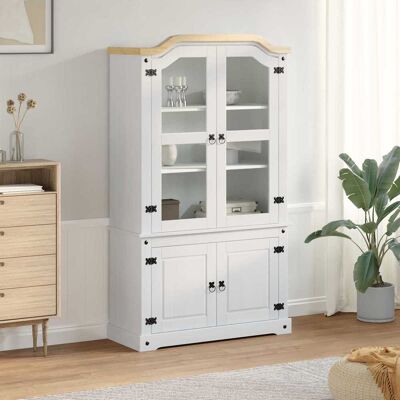 VIDAXL Vetrina Bianco 103.5 X 42 X 180 Cm Pino Massello VIDAXL Vetrina Bianco 103.5 X 42 X 180 Cm Pino Massello