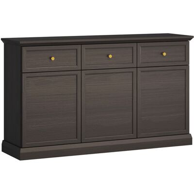PETITS-MEUBLES Buffet 3 Ante 3 Cassetti Toja Marrone Antracite 86cm PETITS-MEUBLES Buffet 3 Ante 3 Cassetti Toja Marrone Antracite 86cm