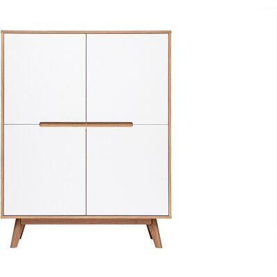MILIBOO Buffet Alto Legno Naturale E Bianco 4 Ante Helia MILIBOO Buffet Alto Legno Naturale E Bianco 4 Ante Helia