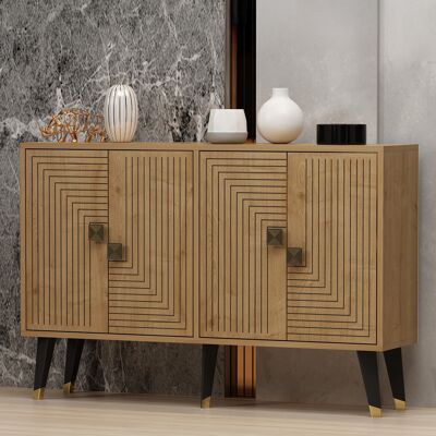 DMORA Credenza Thiene, Madia 2 Ripiani, 4 Vani, 4 Ante, 120x30x80h Cm Marrone Rovere DMORA Credenza Thiene, Madia 2 Ripiani, 4 Vani, 4 Ante, 120x30x80h Cm Marrone Rovere