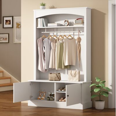 OKMYHOME Mobile Contenitore Ingresso 120 Cm Con Panca Bianco OKMYHOME Mobile Contenitore Ingresso 120 Cm Con Panca Bianco