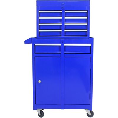 DREAMMESPACE Carrello Da Officina 2 In 1 Smontabile - H102 Cm - 5 Cassetti E Mobile A Doppia Anta Con Ripiano Regolabile - Acciaio - Blu DREAMMESPACE Carrello Da Officina 2 In 1 Smontabile - H102 Cm - 5 Cassetti E Mobile A Doppia Anta Con Ripiano Regolabile - Acciaio - Blu