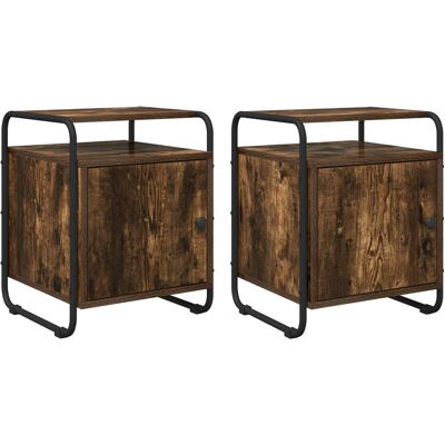 VIDAXL Armadio Da Notte 2 Pz Rovere Fumo Legno Ingegnerizzato VIDAXL Armadio Da Notte 2 Pz Rovere Fumo Legno Ingegnerizzato