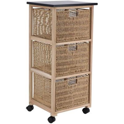 TENDANCE Mobile Quadrato Su Ruote 3 Cassetti Carta Gm Struttura Paulownia Mdf Pioppo - Naturale - TENDANCE Mobile Quadrato Su Ruote 3 Cassetti Carta Gm Struttura Paulownia Mdf Pioppo - Naturale -