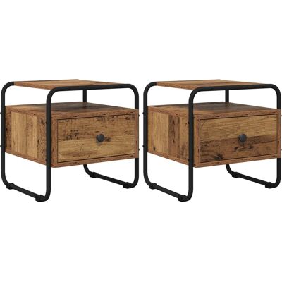 VIDAXL Armadio Da Notte 2 Pz Legno Antico 40 X 39,5 X 40 Cm VIDAXL Armadio Da Notte 2 Pz Legno Antico 40 X 39,5 X 40 Cm