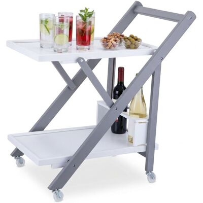 RELAXDAYS Carrello In Bambù Con Portabottiglie, 2 Ripiani, 70x44x39,5 Cm, Bianco-grigio, Carrelli RELAXDAYS Carrello In Bambù Con Portabottiglie, 2 Ripiani, 70x44x39,5 Cm, Bianco-grigio, Carrelli