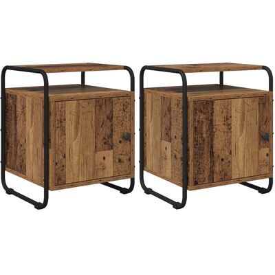 VIDAXL Armadio Da Notte 2 Pz Legno Antico Legno Ingegnerizzato VIDAXL Armadio Da Notte 2 Pz Legno Antico Legno Ingegnerizzato