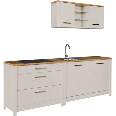 M&S Cucina Modulare 230 Cm Beige Rovere Base Sottolavello Cassetti Pensile M&S Cucina Modulare 230 Cm Beige Rovere Base Sottolavello Cassetti Pensile