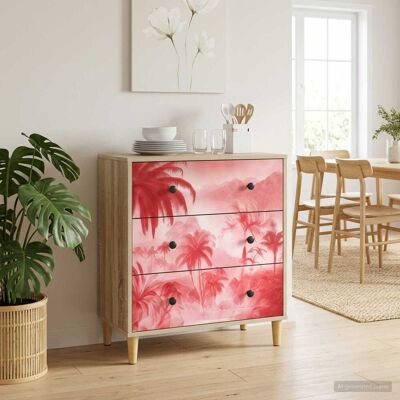 VIDAXL Cassettiera Aachen Stampa Di Palme Rosa 66 X 36,5 X 75 Cm VIDAXL Cassettiera Aachen Stampa Di Palme Rosa 66 X 36,5 X 75 Cm