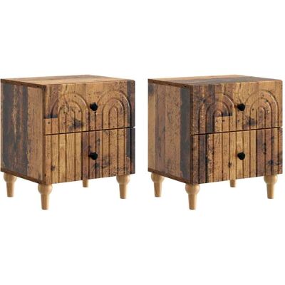 VIDAXL Armadio Da Notte 2 Pz Legno Antico 43 X 34,5 X 48 Cm VIDAXL Armadio Da Notte 2 Pz Legno Antico 43 X 34,5 X 48 Cm