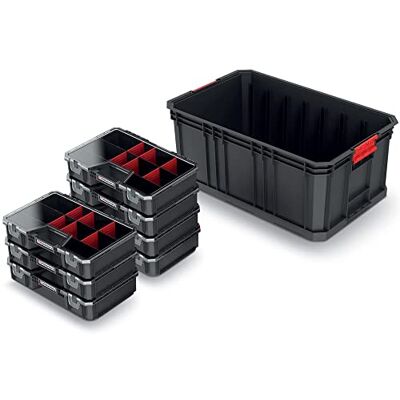 KISTENBERG Set De 7 Scatole Organizer Per Minuteria + Decassetta Portautensili Con Divisori, 520 X 329 X 210 Mm KISTENBERG Set De 7 Scatole Organizer Per Minuteria + Decassetta Portautensili Con Divisori, 520 X 329 X 210 Mm