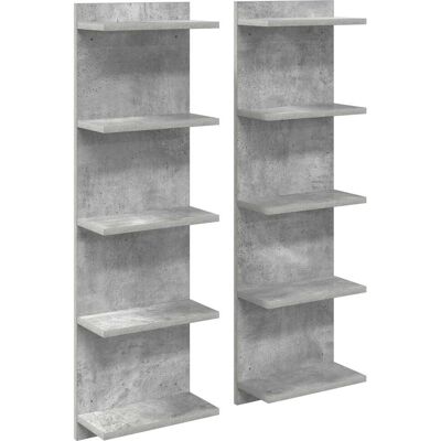 VIDAXL Scaffale Da Parete 2 Pz Grigio Cemento 30 X 15 X 100 Cm VIDAXL Scaffale Da Parete 2 Pz Grigio Cemento 30 X 15 X 100 Cm