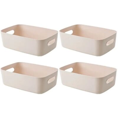 FORTUNEVILLE Cestino Di Plastica, Contenitore Di Conservazione Aperto Con Maniglie – Organizzatore Per Cucina, Camera Da Letto, Sotto Il Lavandino, Bagno – 4 Pezzi (albicocca) FORTUNEVILLE Cestino Di Plastica, Contenitore Di Conservazione Aperto Con Maniglie – Organizzatore Per Cucina, Camera Da Letto, Sotto Il Lavandino, Bagno – 4 Pezzi (albicocca)