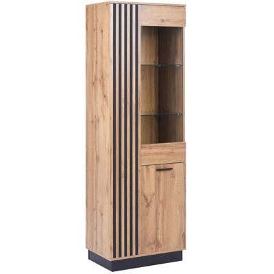BELIANI Vetrina Moderna Alta E Stretta A 2 Ante Con 4 Ripiani, In Mdf Con Finitura Melaminica Marrone Manaia BELIANI Vetrina Moderna Alta E Stretta A 2 Ante Con 4 Ripiani, In Mdf Con Finitura Melaminica Marrone Manaia
