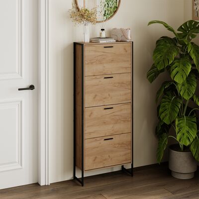 Vicco Scarpiera Da Ingresso Folda, Rovere Goldkraft/nero, 63 X 152.5 Cm Con 4 Scomparti Chiusi, Vicco Scarpiera Da Ingresso Folda, Rovere Goldkraft/nero, 63 X 152.5 Cm Con 4 Scomparti Chiusi,