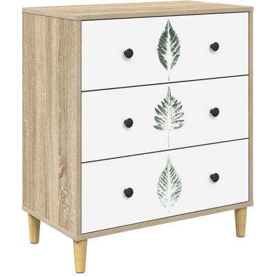VIDAXL Cassettiera Hanau Stampa Foglia Verde 66 X 36,5 X 75 Cm Sonoma VIDAXL Cassettiera Hanau Stampa Foglia Verde 66 X 36,5 X 75 Cm Sonoma