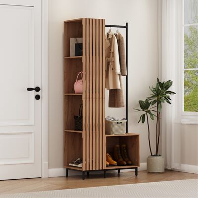 Vicco Armadio Da Ingresso Zinto, Rovere Dorato, 80 X 187 Cm Con 5 Scomparti Portaoggetti, Vicco Armadio Da Ingresso Zinto, Rovere Dorato, 80 X 187 Cm Con 5 Scomparti Portaoggetti,