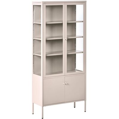 BELIANI Vetrina Moderna In Acciaio Beige E Ante In Vetro Oxted BELIANI Vetrina Moderna In Acciaio Beige E Ante In Vetro Oxted