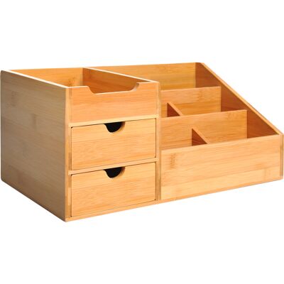 TREETALK Organizzatore Da Scrivania In Bambù Naturale, Con 2 Cassetti, 6 Scomparti E Un Ripiano, 33 X 20,5 X 15,5 Cm. TREETALK Organizzatore Da Scrivania In Bambù Naturale, Con 2 Cassetti, 6 Scomparti E Un Ripiano, 33 X 20,5 X 15,5 Cm.