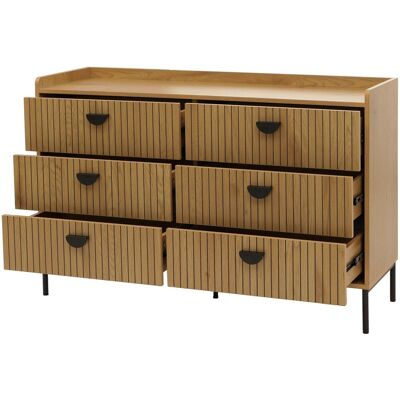 DÉCOSHOP26 Cassettiera A 6 Cassetti Con Frontali A Doghe Struttura In Acciaio Stile Moderno 80x120x44 Cm Mdf Melaminico Finitura Naturale 040009432 DÉCOSHOP26 Cassettiera A 6 Cassetti Con Frontali A Doghe Struttura In Acciaio Stile Moderno 80x120x44 Cm Mdf Melaminico Finitura Naturale 040009432