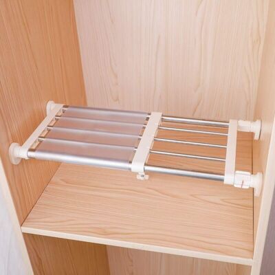 KEEMOTE Ripiano Telescopico In Metallo Estensibile Con Barra Portaoggetti - Organizzatore Regolabile - Divisorio Per Armadio, Guardaroba, Cucina E Bagno KEEMOTE Ripiano Telescopico In Metallo Estensibile Con Barra Portaoggetti - Organizzatore Regolabile - Divisorio Per Armadio, Guardaroba, Cucina E Bagno