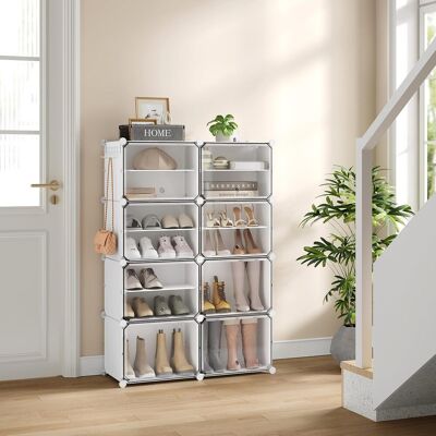 WOLTU Scarpiera 8 Scomparti Scarpe 32 Paia Salvaspazio Bianco WOLTU Scarpiera 8 Scomparti Scarpe 32 Paia Salvaspazio Bianco