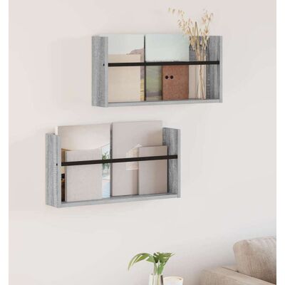 VIDAXL Scaffale Per Riviste 2 Pcs Grigio Sonoma 60 X 12 X 30 Cm VIDAXL Scaffale Per Riviste 2 Pcs Grigio Sonoma 60 X 12 X 30 Cm