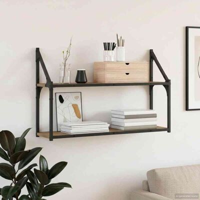 VIDAXL Scaffale Da Parete A Parete Rovere Artigianale 80 X 21 X 51 Cm VIDAXL Scaffale Da Parete A Parete Rovere Artigianale 80 X 21 X 51 Cm