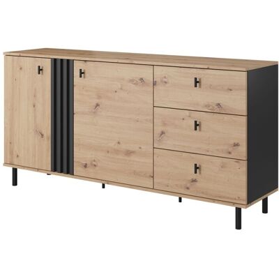 3XE LIVING Cassettiera, Rovere Craft + Antracite Nero, 165,1 X 82,2 X 40 Cm 3XE LIVING Cassettiera, Rovere Craft + Antracite Nero, 165,1 X 82,2 X 40 Cm