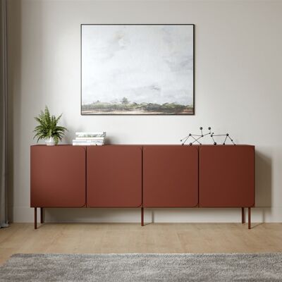 DMORA Credenza Canino, Madia 2 Ripiani, Apertura Battente, 4 Ante, 200x42x75h Cm Marrone Terracotta DMORA Credenza Canino, Madia 2 Ripiani, Apertura Battente, 4 Ante, 200x42x75h Cm Marrone Terracotta