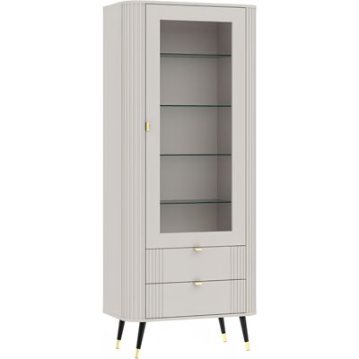 3XE LIVING Vetrina Con 2 Cassetti, Cashmere, 78,4 X 40 X 192,4 Cm 3XE LIVING Vetrina Con 2 Cassetti, Cashmere, 78,4 X 40 X 192,4 Cm