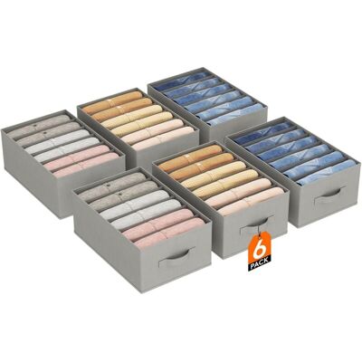 LIIYIELA Set Di 6 Organizer Pieghevoli Per Cassetti Con 6 Scomparti, Divisori Per Cassetti Per Cassettiere, Sistema Di Stoccaggio Per Vestiti, Pantaloni, Maglioni, 45 X 25 X 18 Cm, Grigio LIIYIELA Set Di 6 Organizer Pieghevoli Per Cassetti Con 6 Scomparti, Divisori Per Cassetti Per Cassettiere, Sistema Di Stoccaggio Per Vestiti, Pantaloni, Maglioni, 45 X 25 X 18 Cm, Grigio