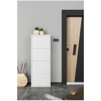 MARCA Scarpiera In Metallo Bianco Opaco 50 X 15 X H 138 Cm A 4 Ante A Ribalta MARCA Scarpiera In Metallo Bianco Opaco 50 X 15 X H 138 Cm A 4 Ante A Ribalta