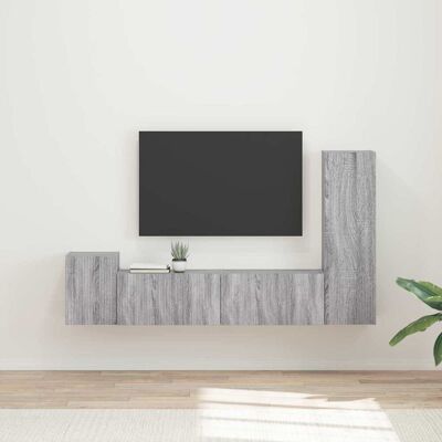 VIDAXL Set Mobile Tv 4 Pz Grigio Sonoma Legno Ingegnerizzato VIDAXL Set Mobile Tv 4 Pz Grigio Sonoma Legno Ingegnerizzato