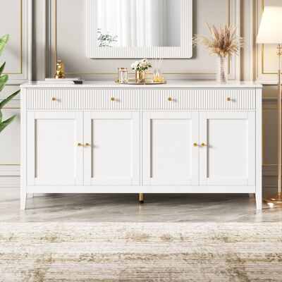 SOLKVUNZA Madia Bianca Opaca Con 4 Ante E 2 Cassetti – Grande Mobile Contenitore Moderno Da 160 Cm Per Cucina, Sala Da Pranzo E Soggiorno, Con Maniglie Dorate E Ampio Spazio Di Riordino SOLKVUNZA Madia Bianca Opaca Con 4 Ante E 2 Cassetti – Grande Mobile Contenitore Moderno Da 160 Cm Per Cucina, Sala Da Pranzo E Soggiorno, Con Maniglie Dorate E Ampio Spazio Di Riordino