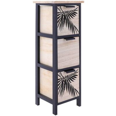 TENDANCE Mobile Paulownia Mdf Pioppo 3 Cassetti Arredo Piante Aloha Maniglie Metallo - Nero Naturale - TENDANCE Mobile Paulownia Mdf Pioppo 3 Cassetti Arredo Piante Aloha Maniglie Metallo - Nero Naturale -