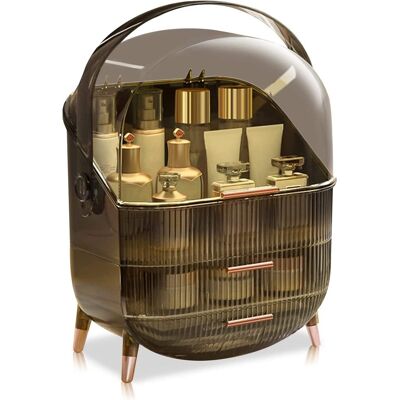 JALLERIA Organizzatore Per Il Trucco, Scatola Espositiva Per Cosmetici Per La Cura Della Pelle Con Coperchio Antipolvere, Maniglia Portatile, Scatola Per Il Trucco Impermeabile Per Piano Trucco, Comò JALLERIA Organizzatore Per Il Trucco, Scatola Espositiva Per Cosmetici Per La Cura Della Pelle Con Coperchio Antipolvere, Maniglia Portatile, Scatola Per Il Trucco Impermeabile Per Piano Trucco, Comò