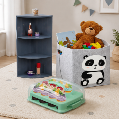 NORTHIX Set Da 3 Pezzi Per Riporre Oggetti In Feltro – Scaffale A 3 Ripiani, Scatola Da 24 Cupcake E Cestino In Feltro A Forma Di Animale NORTHIX Set Da 3 Pezzi Per Riporre Oggetti In Feltro – Scaffale A 3 Ripiani, Scatola Da 24 Cupcake E Cestino In Feltro A Forma Di Animale