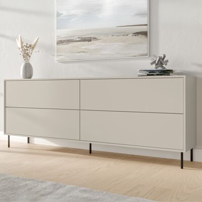 DMORA Credenza Cataldo, Madia 2 Ripiani, Apertura A Ribalta, 4 Ante, 200x39x75h Cm Beige DMORA Credenza Cataldo, Madia 2 Ripiani, Apertura A Ribalta, 4 Ante, 200x39x75h Cm Beige