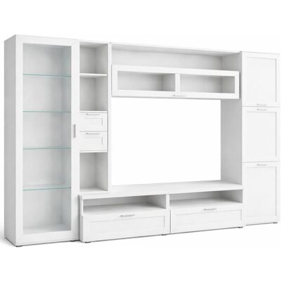 BRICOZONE Parete Attrezzata Soggiorno Con Vetrina 6 Ante Battenti E 3 Ribalte Ampio Mobile Porta Tv Con Ripiani Design Moderno Zona Living Elegante Minimal Funzionale 300 X 50 X 215 Cm Bianco BRICOZONE Parete Attrezzata Soggiorno Con Vetrina 6 Ante Battenti E 3 Ribalte Ampio Mobile Porta Tv Con Ripiani Design Moderno Zona Living Elegante Minimal Funzionale 300 X 50 X 215 Cm Bianco