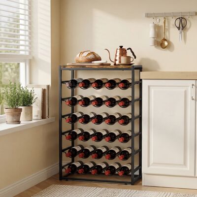 PZCC Portabottiglie Per 30 Bottiglie, Portabottiglie Autoportante In Metallo Per Cantina/ripostiglio, 59 X 30 X 88,5 Cm, Marrone Rustico PZCC Portabottiglie Per 30 Bottiglie, Portabottiglie Autoportante In Metallo Per Cantina/ripostiglio, 59 X 30 X 88,5 Cm, Marrone Rustico