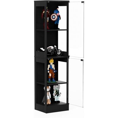 STILVORA Vetrina Con 2 Ante In Vetro E Led Con Sensore Di Movimento, In Abs, Acacia, 40×35×165 Cm STILVORA Vetrina Con 2 Ante In Vetro E Led Con Sensore Di Movimento, In Abs, Acacia, 40×35×165 Cm