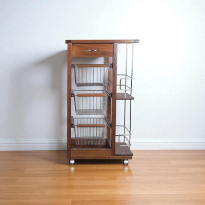 LIBEROSHOPPING Carrello Da Cucina Slim Portafrutta Con Portabottiglie Noce LIBEROSHOPPING Carrello Da Cucina Slim Portafrutta Con Portabottiglie Noce