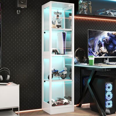 REDOM Vetrina Led 40x35x170 Cm, 4 Ripiani, Porta Push To Open, Controllo Tramite App, Mdf E Vetro Temperato Bianco REDOM Vetrina Led 40x35x170 Cm, 4 Ripiani, Porta Push To Open, Controllo Tramite App, Mdf E Vetro Temperato Bianco