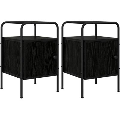 VIDAXL Armadio Da Notte 2 Pz Rovere Nero Legno Ingegnerizzato VIDAXL Armadio Da Notte 2 Pz Rovere Nero Legno Ingegnerizzato