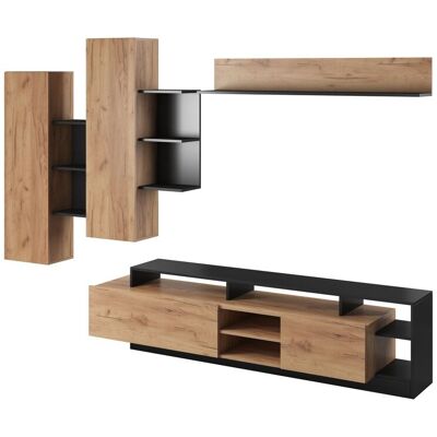 3XE LIVING Parete Attrezzata Modulare Per Tv, Rovere Craft / Antracite, 260 X 40 X 171,5 Cm 3XE LIVING Parete Attrezzata Modulare Per Tv, Rovere Craft / Antracite, 260 X 40 X 171,5 Cm