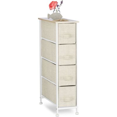 RELAXDAYS Mobiletto Con 4 Cassetti, Mobile Cassettiera, In Tessuto, Acciaio E Legno Mdf, Hxlxp: 76 X 20 X 48 Cm, Beige - RELAXDAYS Mobiletto Con 4 Cassetti, Mobile Cassettiera, In Tessuto, Acciaio E Legno Mdf, Hxlxp: 76 X 20 X 48 Cm, Beige -