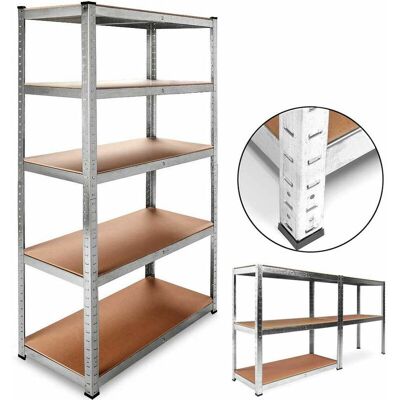 BAKAJI Scaffale 5 Ripiani Metallo E Legno 180x90cm Carichi Pesanti Scaffalatura Zincata BAKAJI Scaffale 5 Ripiani Metallo E Legno 180x90cm Carichi Pesanti Scaffalatura Zincata