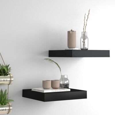 VIDAXL Scaffali A Parete 2 Pz Neri 23x23,5x3,8 Cm In Mdf - VIDAXL Scaffali A Parete 2 Pz Neri 23x23,5x3,8 Cm In Mdf -
