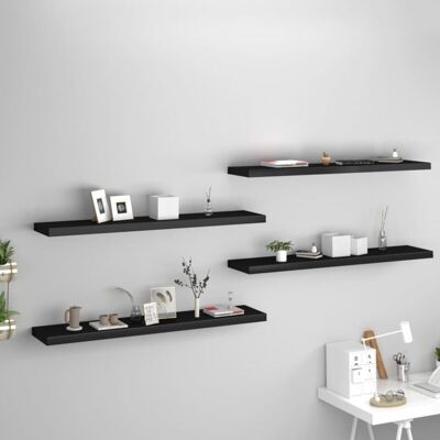 VIDAXL Scaffali A Parete 4 Pz Neri 120x23,5x3,8 Cm In Mdf - VIDAXL Scaffali A Parete 4 Pz Neri 120x23,5x3,8 Cm In Mdf -